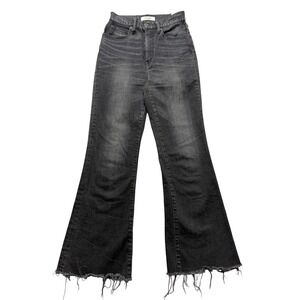 Moussy Vintage Flare Jeans Womens 25 Gray High Rise Raw Hem Stretch Japan